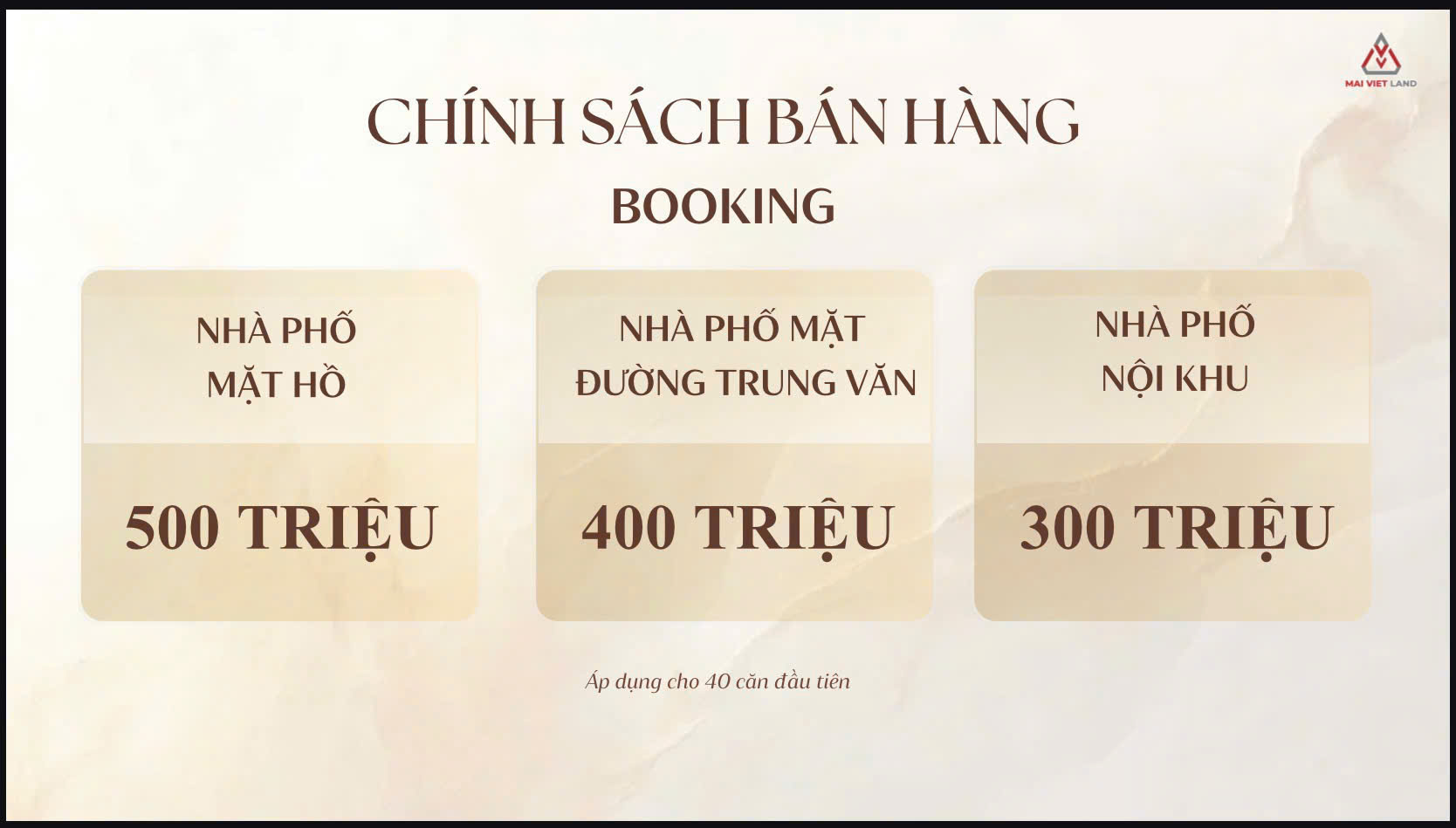 Chính sách bán hàng dự án Central Lakeside Trung Văn